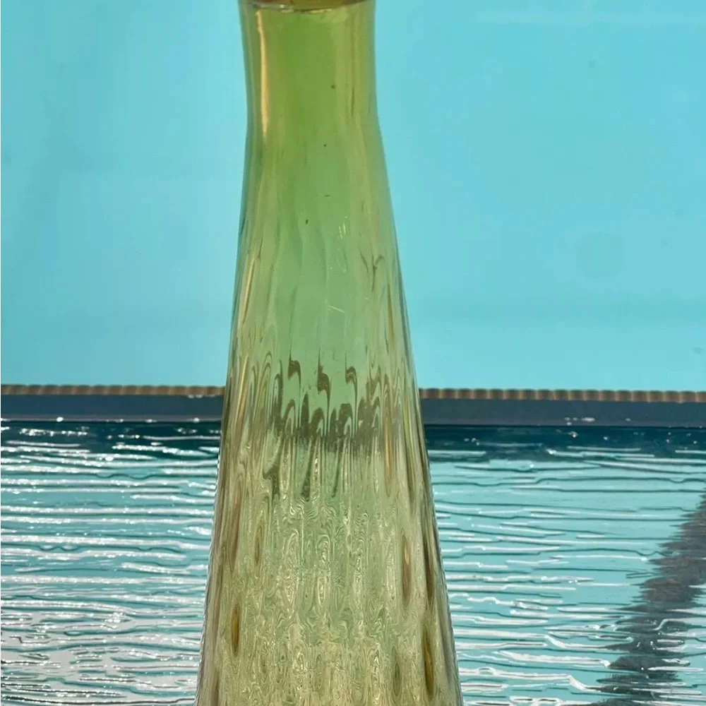 Vintage MCM‎ Empoli Glass Amber Genie Bottle Decanter Stopper Italy DAMAGE